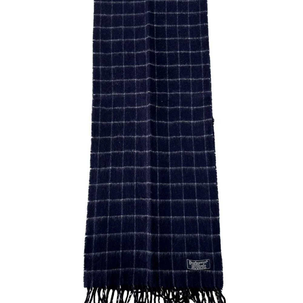 Burberrys Classic Check Scarf Black 100% Cashmere Unisex Scarf Made In England - Picture 5 of 7